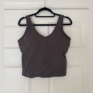 Senita Athletics | Abby Padded Rib Tank | Charcoal Gray | XL
